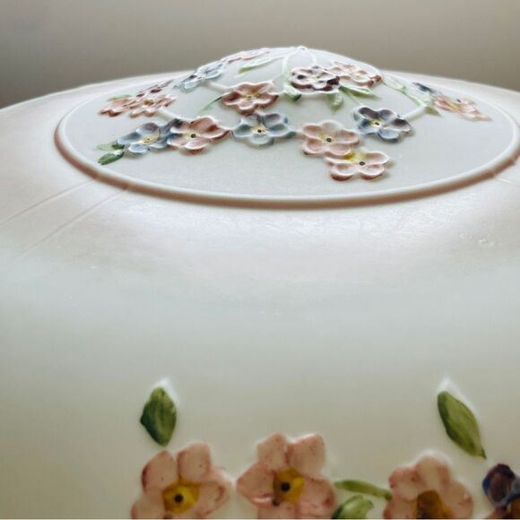 Antique 14" White Satin Glass Opaque Boudoir Ceiling Shade Dome - Picture 3 of 11